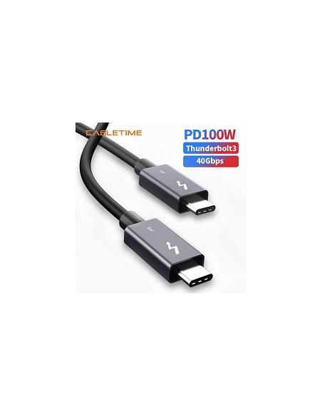 MACH POWER USB-C to USB-C Thunderbolt3 40 Gbps Cable PD100W, Black, 2m