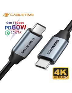 MACH POWER Cable USB-C to USB-C PD60W 5Gbps, Gen1 Black 1m