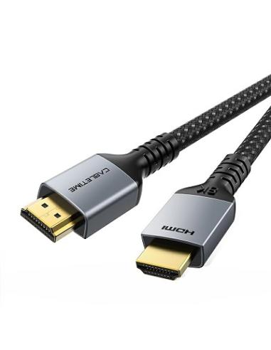 MACH POWER  HDMI Cable, 48Gbps, Aluminium, Black, 2m