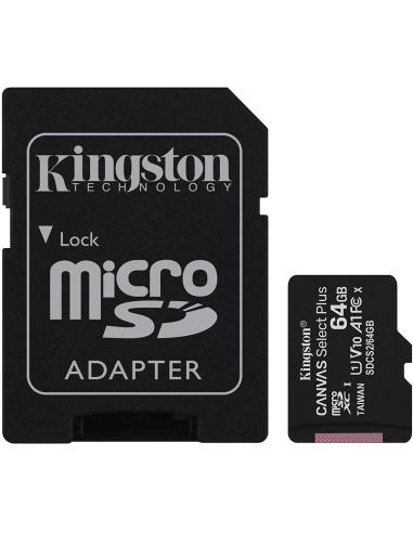 KINGSTON  MICROSD 64GB + ADATT classe 10 100mb/s