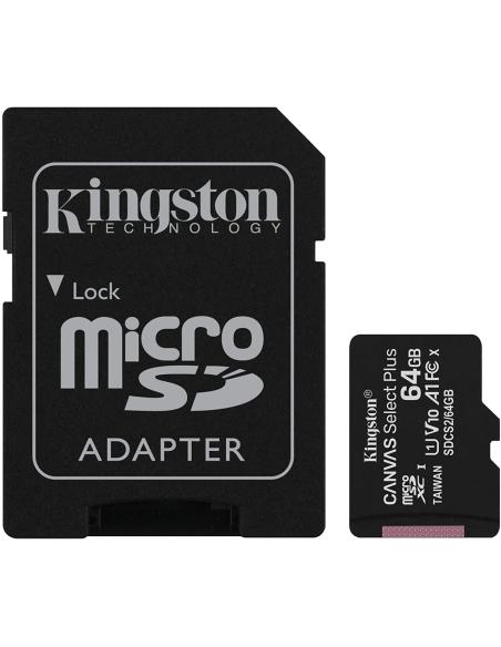KINGSTON  MICROSD 64GB + ADATT classe 10 100mb/s